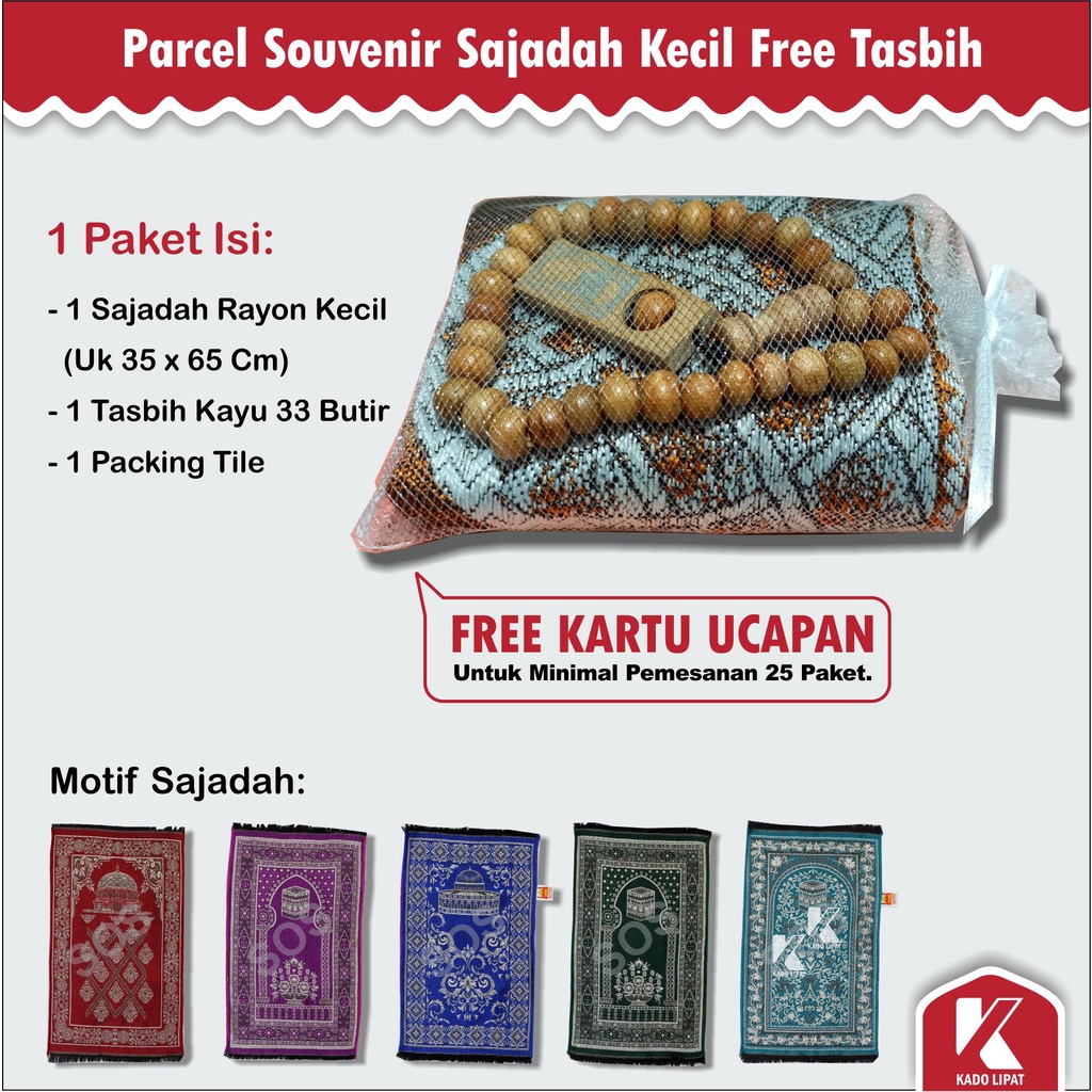 Sajadah kecil Kepala Souvenir dan Tasbih Murah Kado / Tahlilan