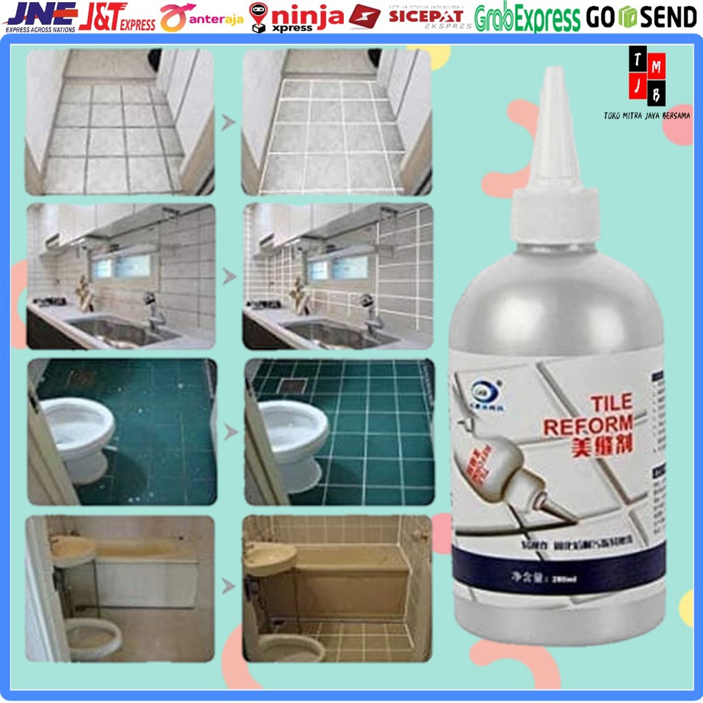 TILE REFORM PENGISI NAT KERAMIK ANTI JAMUR tile reform GROUT PUTIH  280ML 280 ML COKLAT ABU-ABU ORI