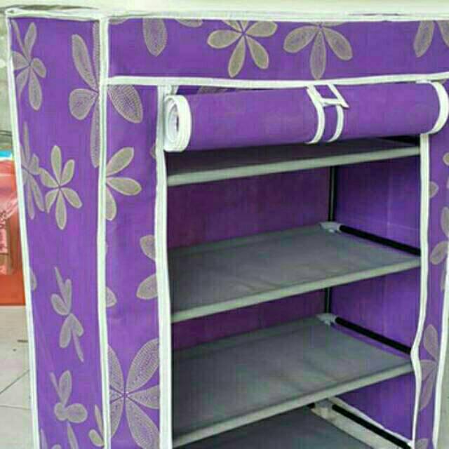 Rak Resleting anti debu  / rak sepatu / rak pakaian hijab jilbab tas  / lemari kain serbaguna