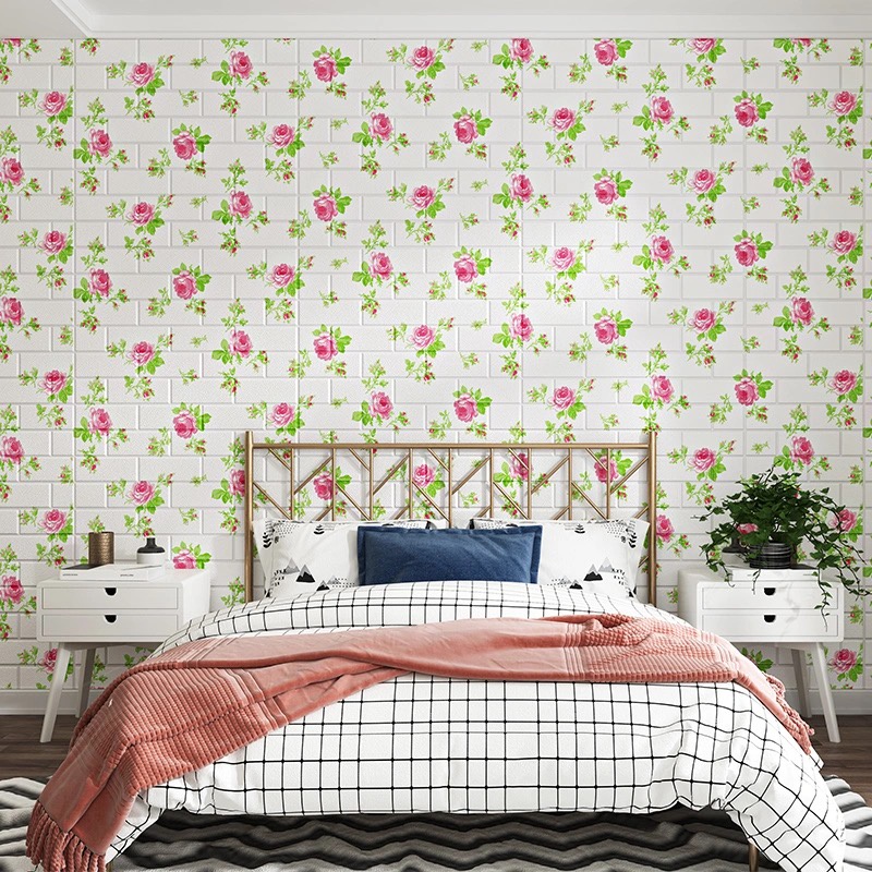 Ready Stock Wallpaper Dinding 3D Foam Motif Batu Bata Dekorasi Dinding Kamar Murah