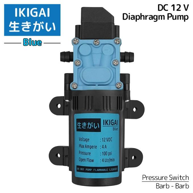 ```````] Diaphragm Pump Ikigai Blue , DC 12 V, 48 Watt, 100 Psi Pressure Switch