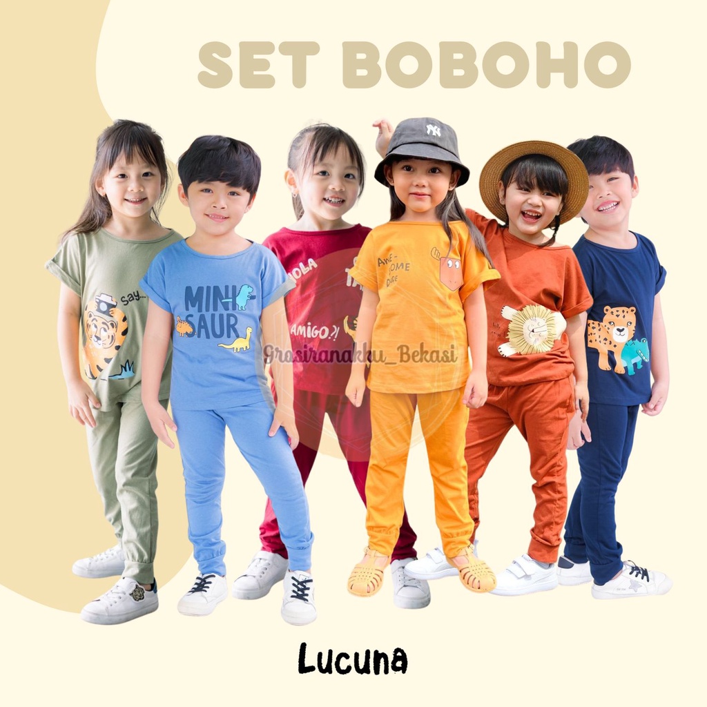 Setelan Anak Unisex Boboho Lucuna Mix Warna Size 1-5 Thn