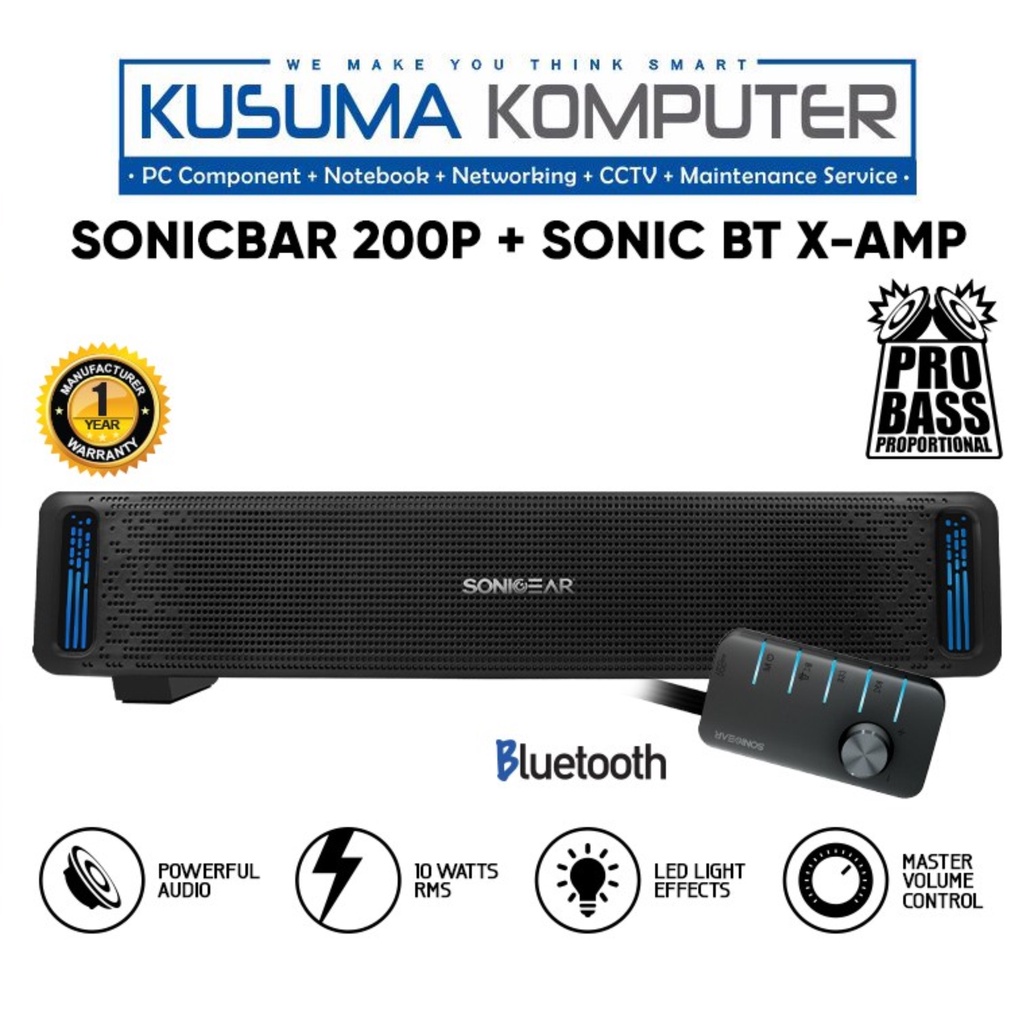 SonicGear 200P Passive SoundBar Speaker with Brilliant Light Effect, Bluetooth