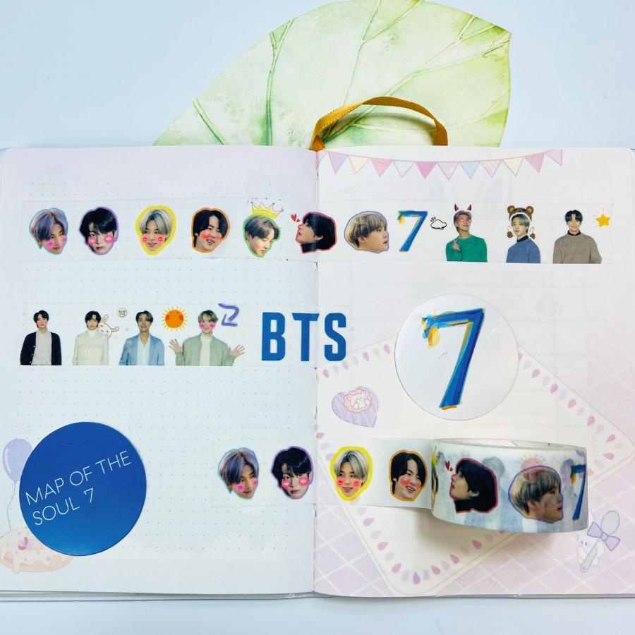 Stiker Kertasselotip Washi Gambar Kpop BTS Untuk Scrapbook