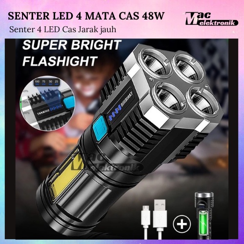 SENTER LED 4 MATA 48W + 20W / SENTER LED CHARGEABLE / SENTER CAS LED