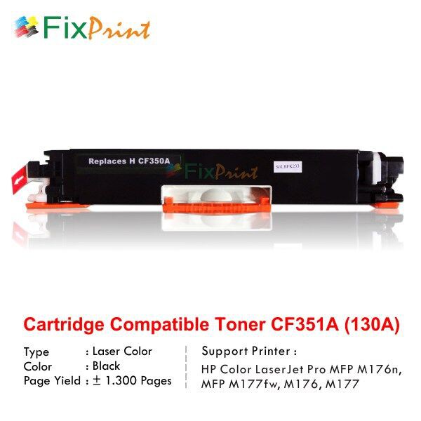 Compatible Cartridge HP CF350A 130A Black, HP Color LaserJet Pro 100 MFP M176n M177fw Black