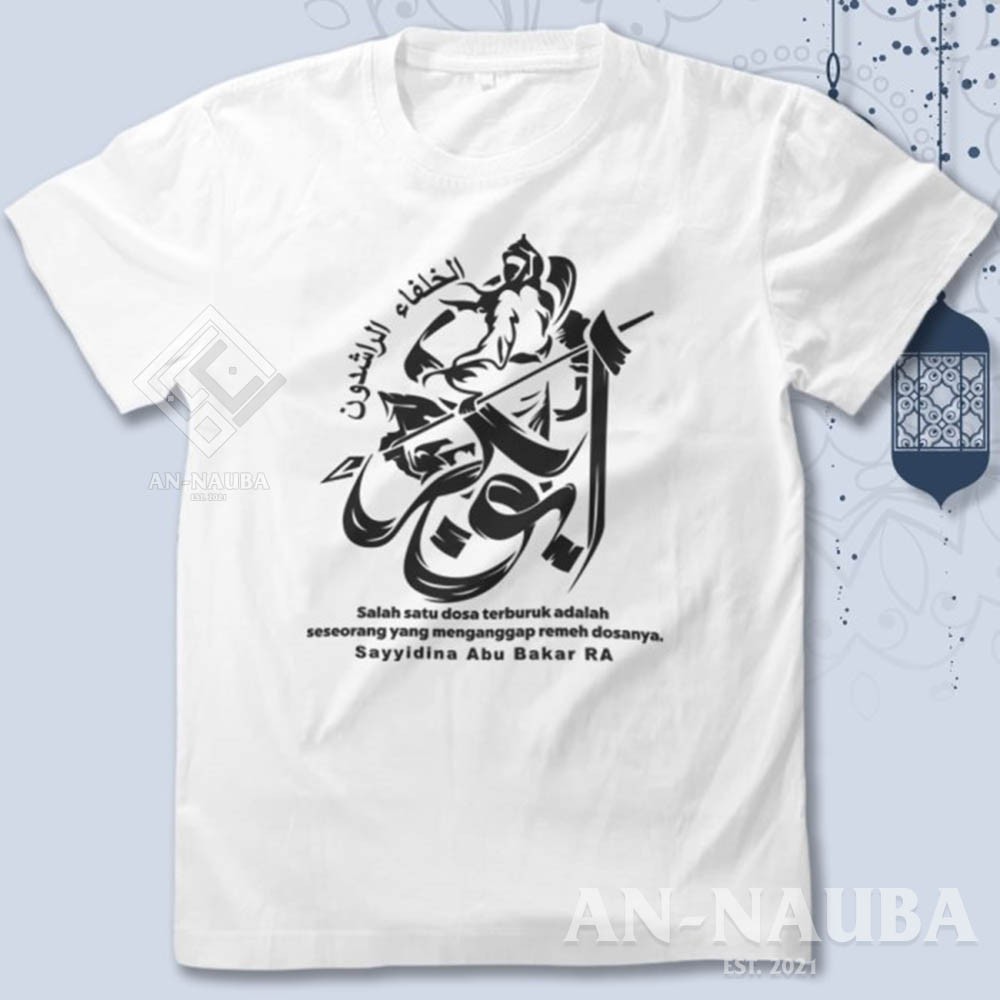 Kaos Dakwah Islami Sahabat Nabi / SAYYIDINA ABU BAKAR TSHIRT / Baju Distro Santri Muslim [AN-6332]