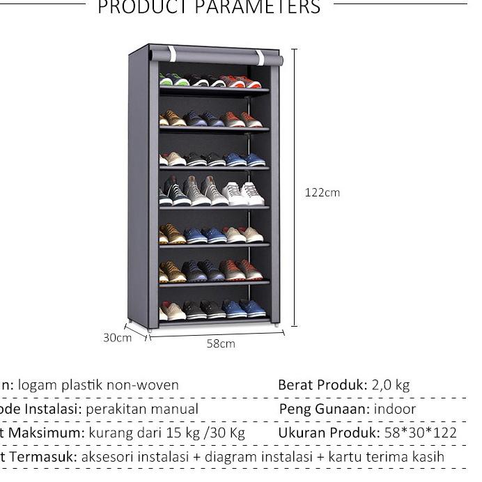 Premium Bayar Di Tempat Ecentio Rak Sepatu Kain 7 Susun Shoe Rack Lemari Sepatu Portable F8 Shopee Indonesia