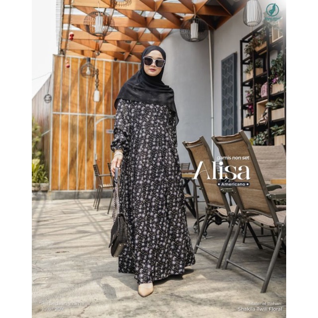 Gamis Premium Black Alisa by Alwa Hijab|Gamis Busui|Gamis Jumbo 3XL|Gamis Seragam Ngaji|Seragam Pern