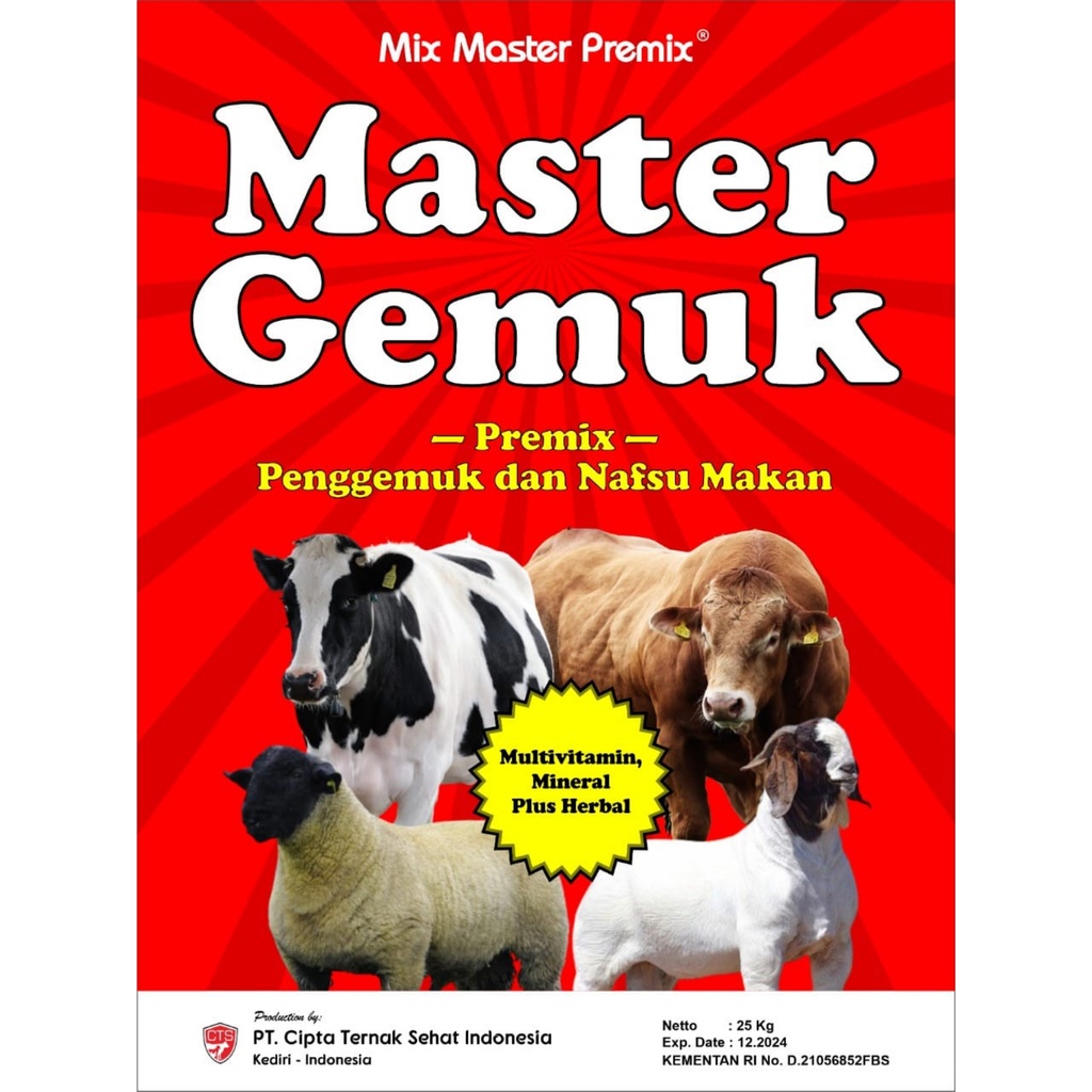 MASTER GEMUK 1 KG | Premix Penggemuk &amp; Peningkat Produksi Susu Ternak Sapi Kambing Domba | Apoternak