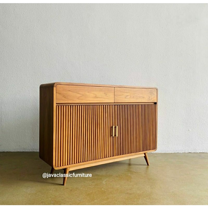 BUFET TV CUSTOM SCANDINAVIA RETRO MINIMALIS VINTAGE CABINET DRAWER PAJANGAN KAYU JATI BERKUALITAS MURAH FINISHING NATURAL FURNITURE JEPARA-2