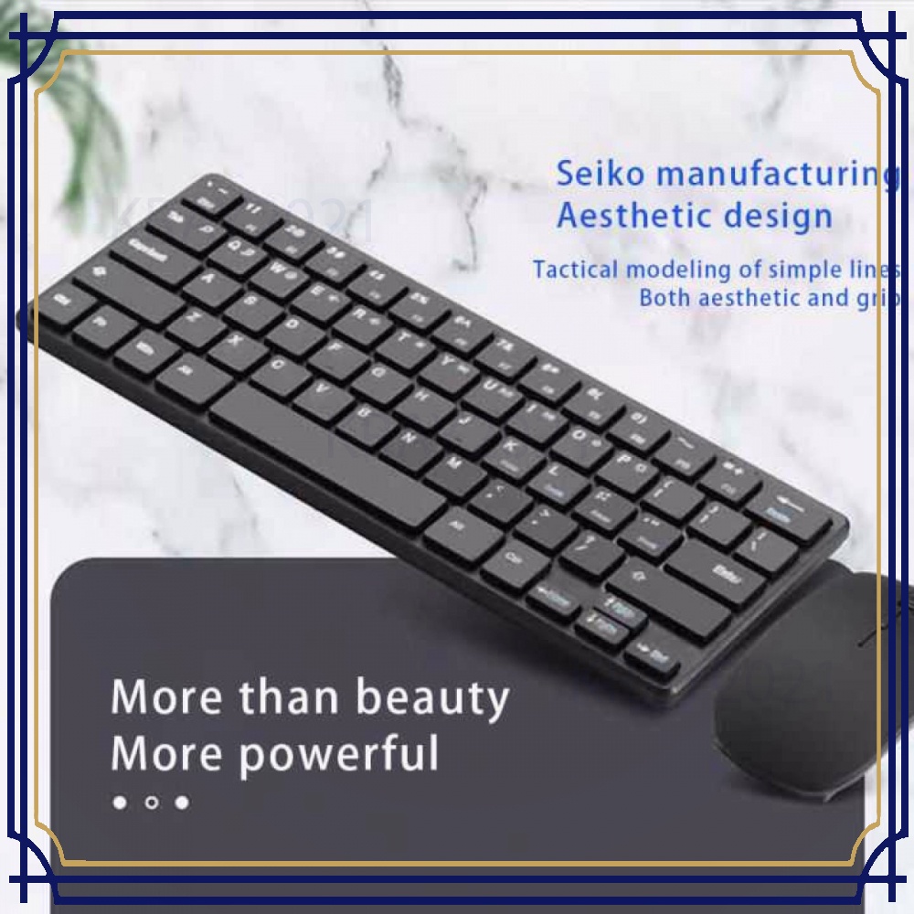 Wireless Keyboard Mouse Combo Ergonomic 64 Keys 2.4GHz JP107