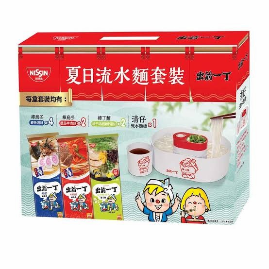 

DE MA E Flowing Noodle Machine Set (with 3packs noodles)/ NISSIN/ Mie Instan/ Udon