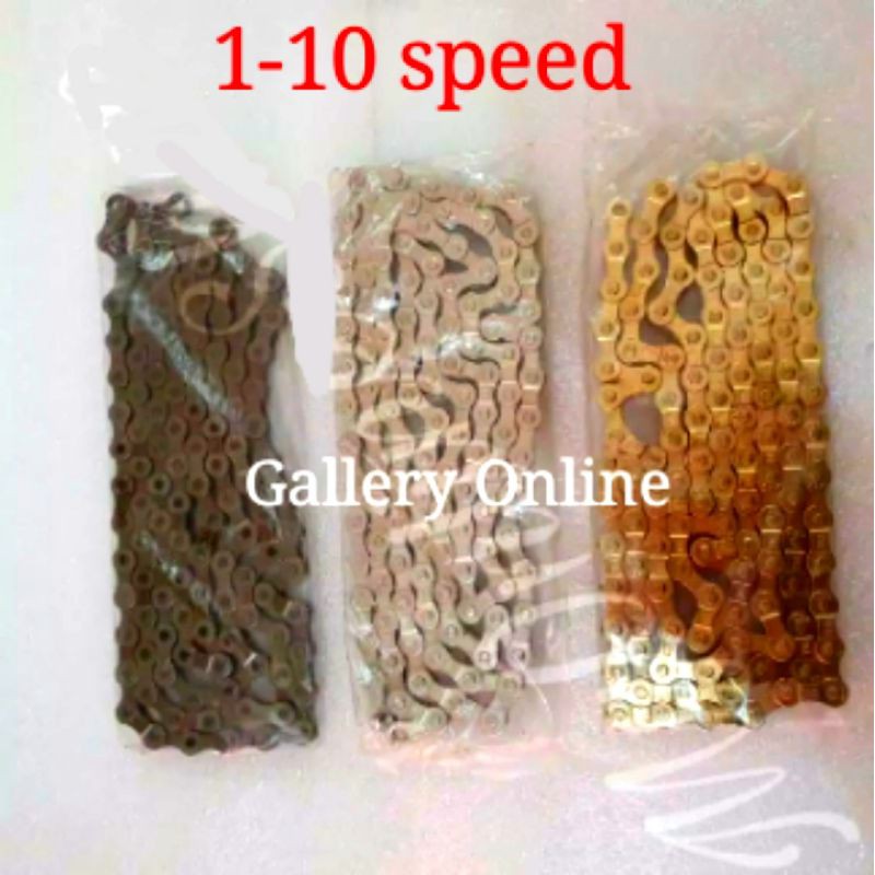 Rantai sepeda 1 5 6 7 8 9 10 11 speed gold chrome black red MTB Seli lipat onthel BMX groupset chain