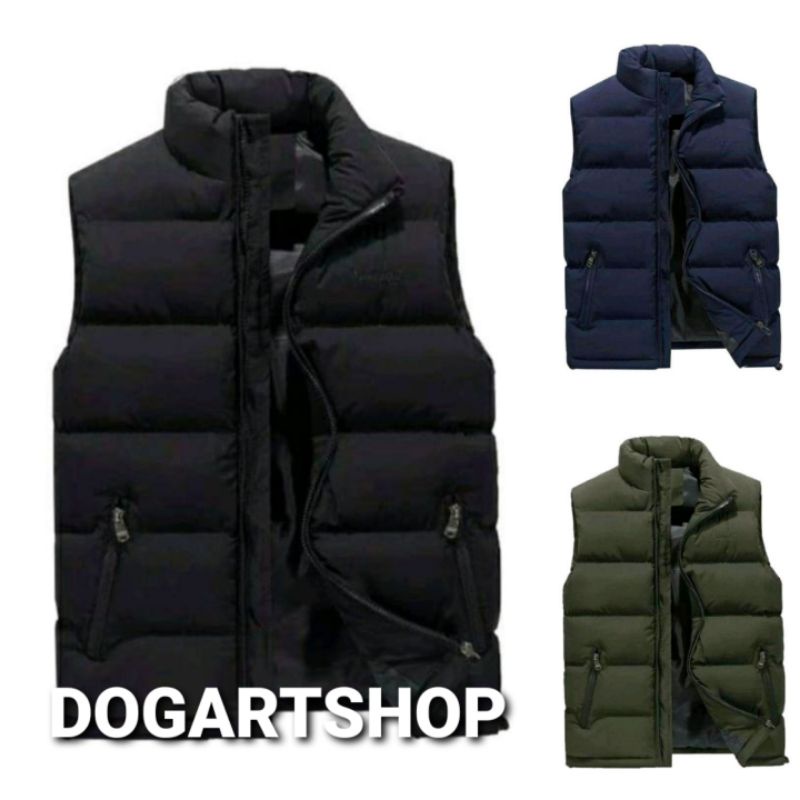 Jaket Rompi Parasut Pria Ada Kantong Dalam Resleting Hitam Navy Army Abu Marun Original