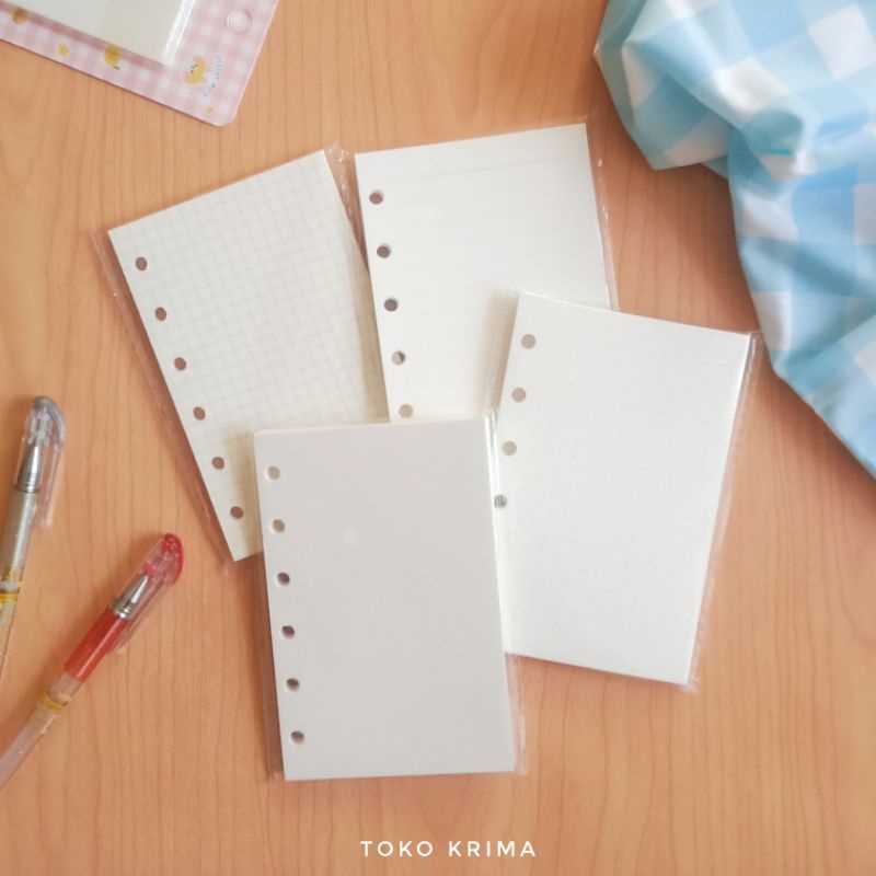 

Loose Leaf A7 Kertas File Isi Binder Refill Grid Dot Garis Polos