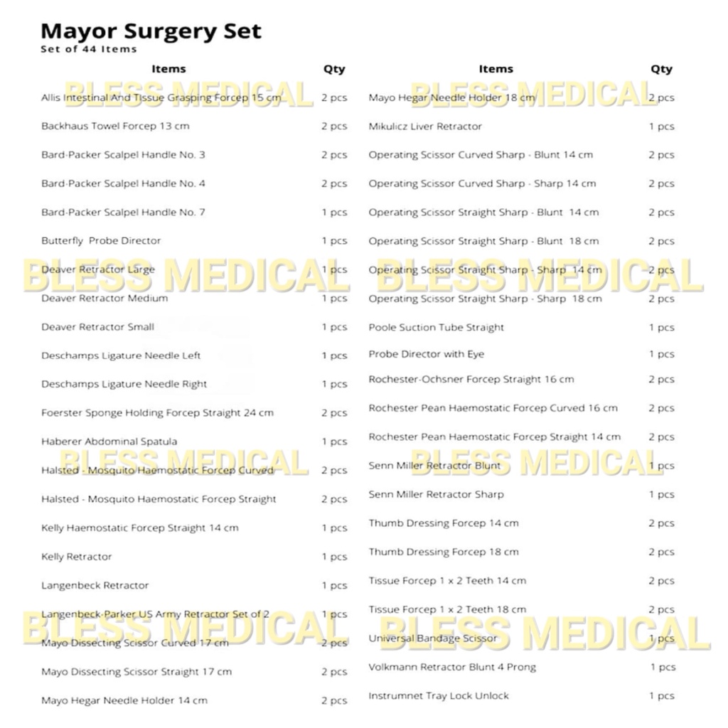 Mayor Surgery Set of 44 Items