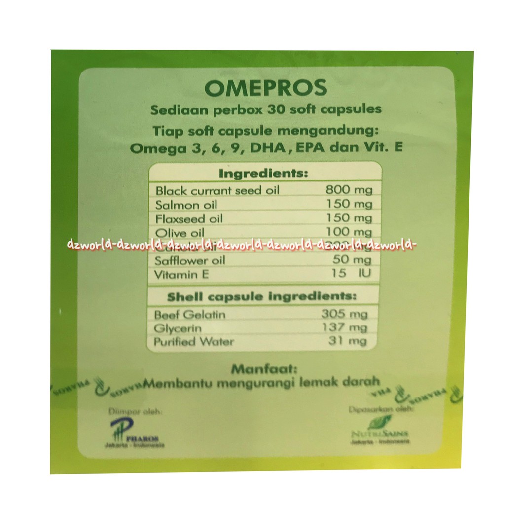 Omepros Suplemen Makanan Omega 3 6 9 Isi 30 Kapsul Efektif turunkan Kolesterol Jahat Ome Pros