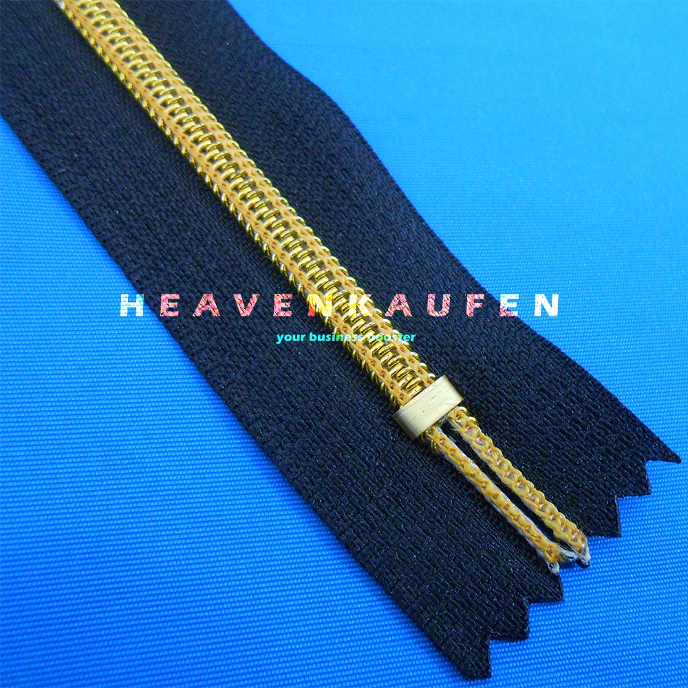 Resleting Zipper 30 cm Coil Hitam - Gold Close End Kode CG