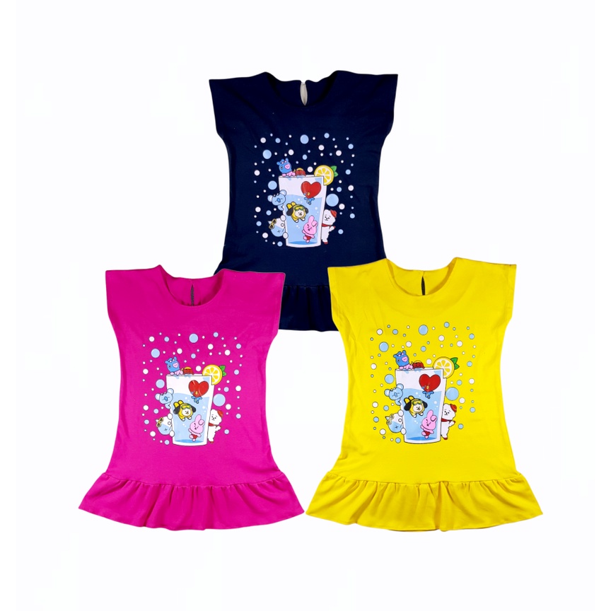 Jemico | Dress kaos anak perempuan bt 21 1 tahun - 6 tahun manis dan lucu