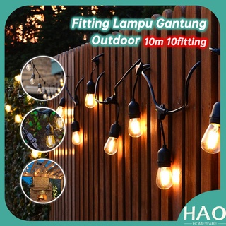 Fitting Lampu Gantung Outdoor 10 Meter 10 Fitting/ LAMPU GANTUNG dekorasi/Kabel Fitting Outdor/Lampu Hias Cafe