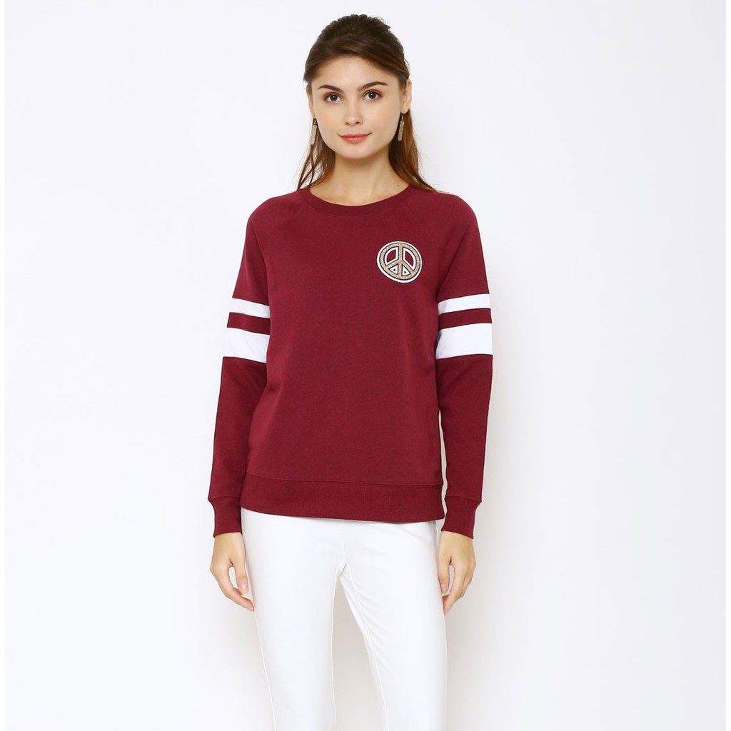 OLD NAVY Relaxed Sweat Varsity Burgundy Outer Sweater  