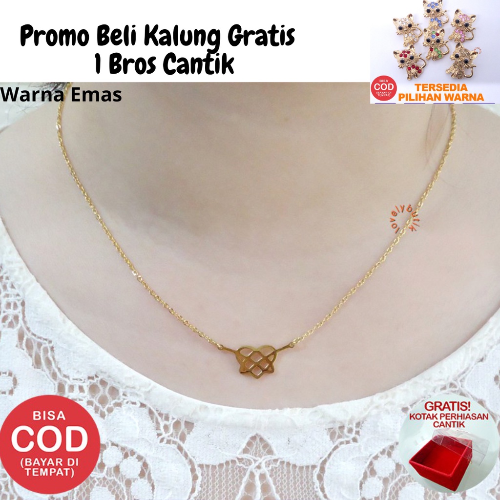 Promo Beli Kalung Berhadiah Bros Imut Cantik +Tempat Perhiasan Lovelybutik Kalung Titanium Anti Karat Andin Kalung Ikatan Cinta Titanium Anti Luntur Kekinian