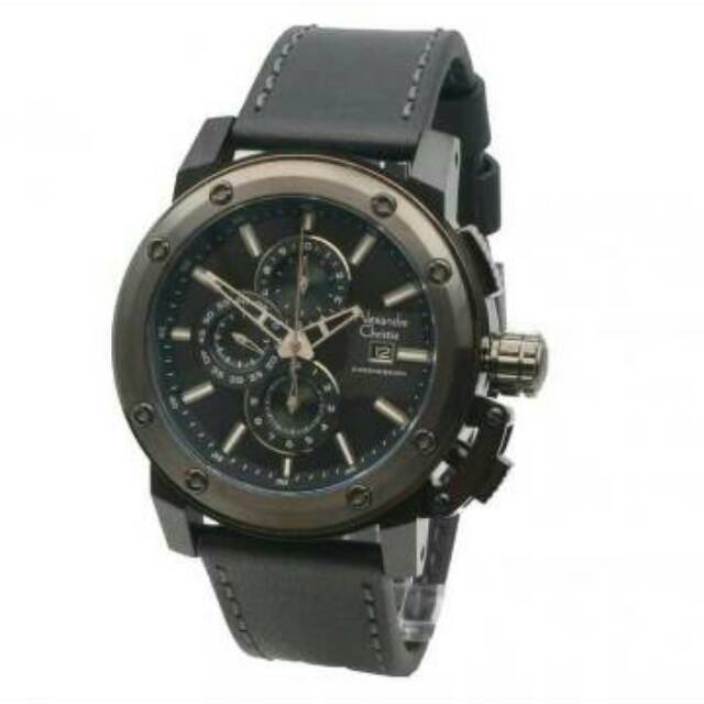 ORIGINAL JAM TANGAN ALEXANDRE CHRISTIE AC 6519 PRIA BLACK LETHER BLACK ORIGINAL