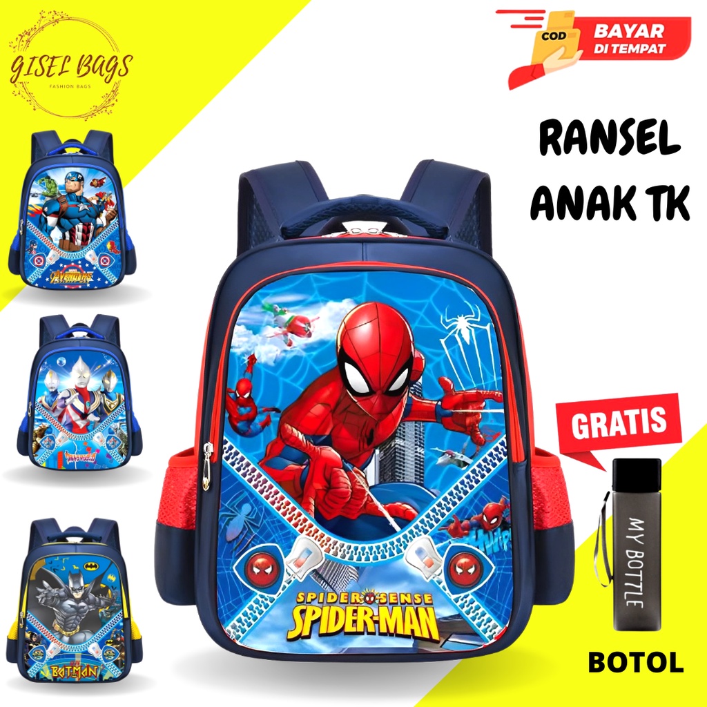 GB-Tas ransel anak laki laki TK tas ransel anak karakter superhero timbul