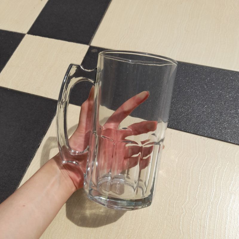 GELAS BIR 1 LITER / 800 ML gelas beer gelas 1 liter gelas jumbo gelas besar gelas bir kaca gelas gagang jumbo gelas lucu hadiah unik gelas cantik gelas restauran gelas hotel gelas minum gelas warung gelas soda gelas murah-800 ml