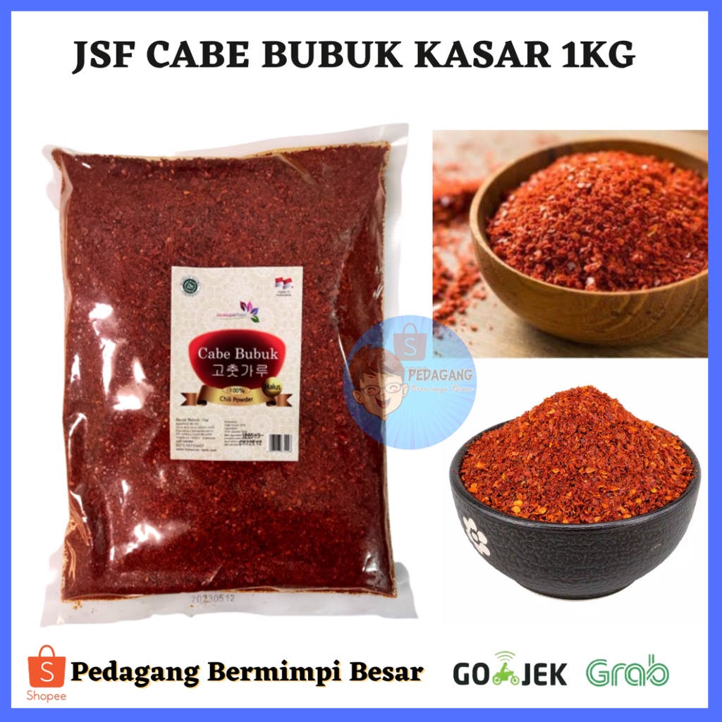 JSF CABE BUBUK KASAR 1KG/ Chili Powder Kasar/ Cabe Bubuk Kasar/ Gochugaru - Bubuk Cabe Kasar / Chili Powder Kasar 1kg