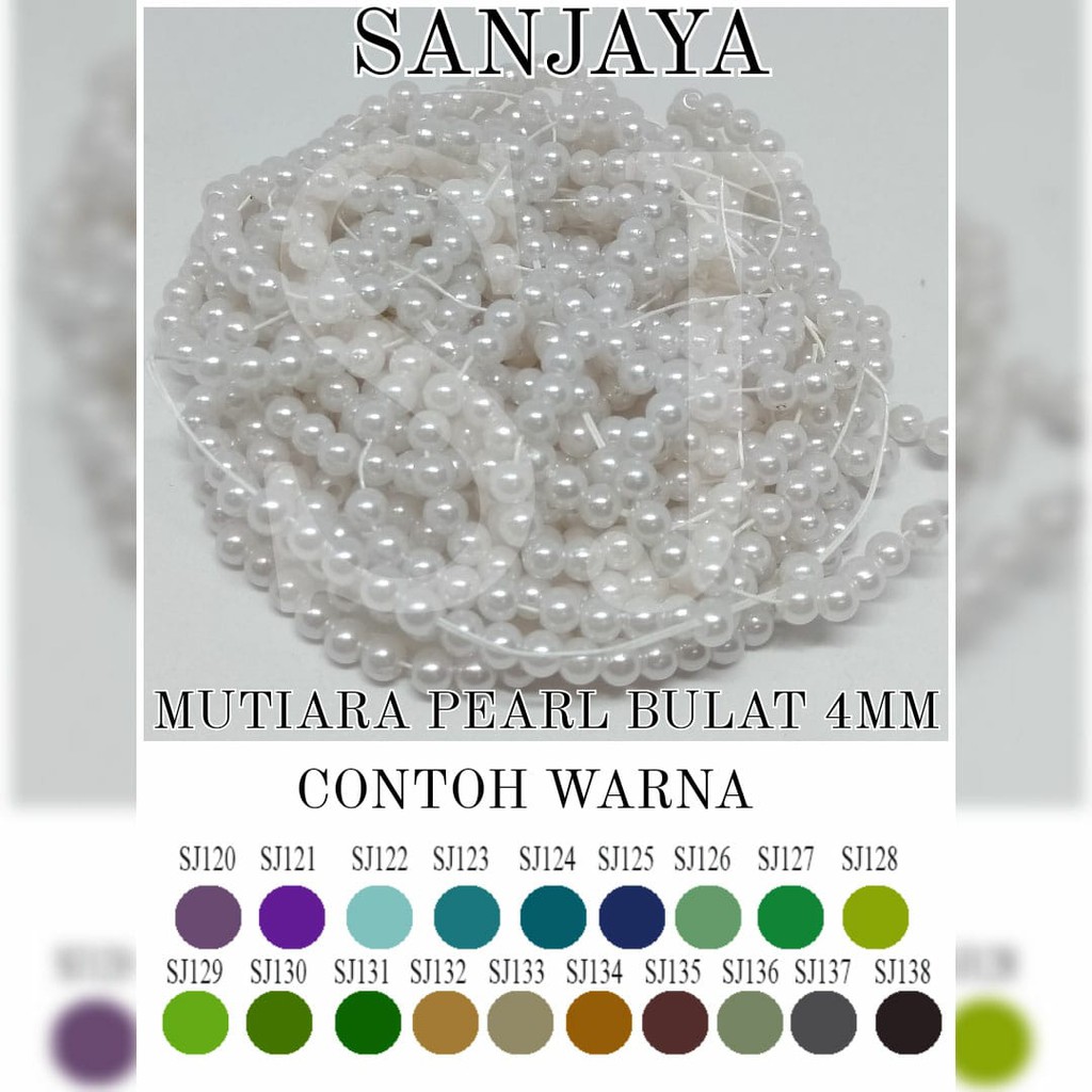 [1 Pon (450 Gram)] Manik Ringan / Mote Ringan / Mutiara Ringan Sintetis / Manik Mutiara Bulat 4Mm / Mutiara Pearl Bulat 4Mm