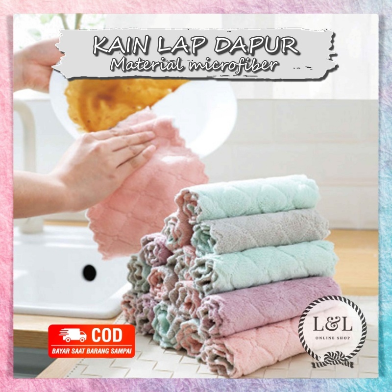 Kain Lap Piring Serbet Anti Noda Minyak Anti Lengket Microfiber 24 x 13 cm Alat Perlengkapan Dapur Serbaguna