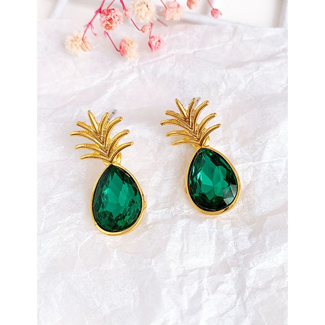 LRC Anting Tusuk Fashion Alloy Diamond Shaped Pineapple Shape Earrings F73787