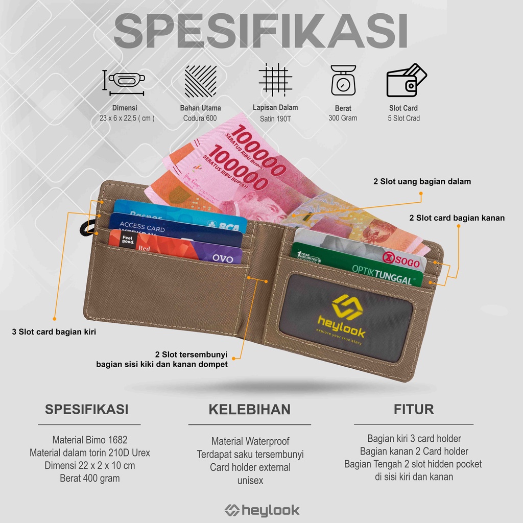 HEYLOOK Project - Dompet Pria Pendek DEXTER Waterproof Dompet Cowok Lipat Anti Air Dompet Kartu Uang ATM Distro Terbaru