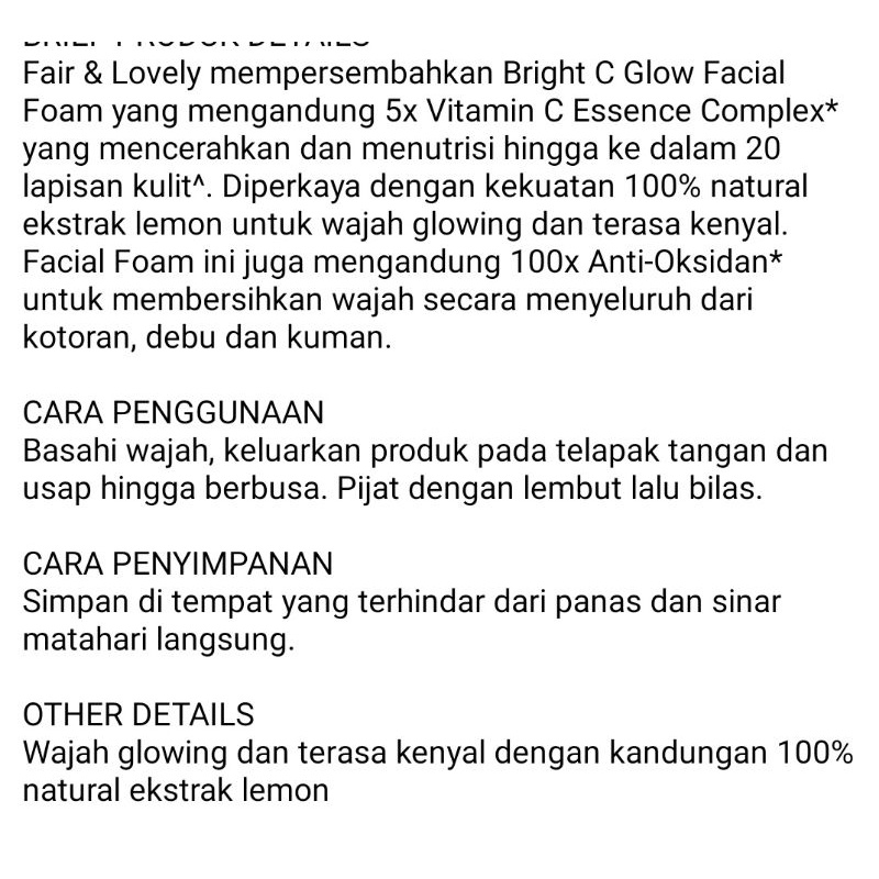 Glow &amp; Lovely Facial Foam 100ml Exp Januari 2026