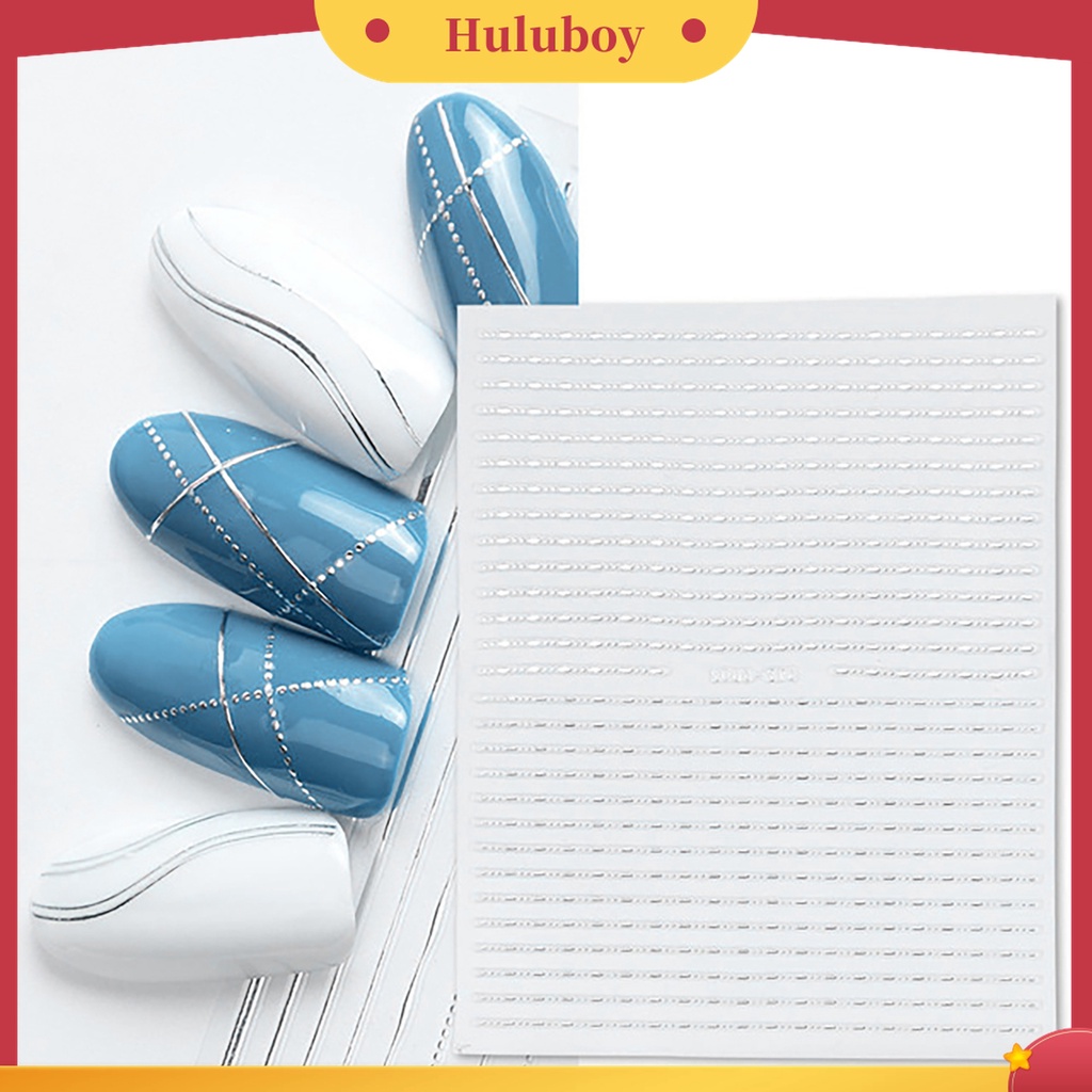 Huluboy Huluboy♡ Stiker Nail Art Bentuk Geometri Warna Emas Bahan PET Tahan Lama Untuk Salon