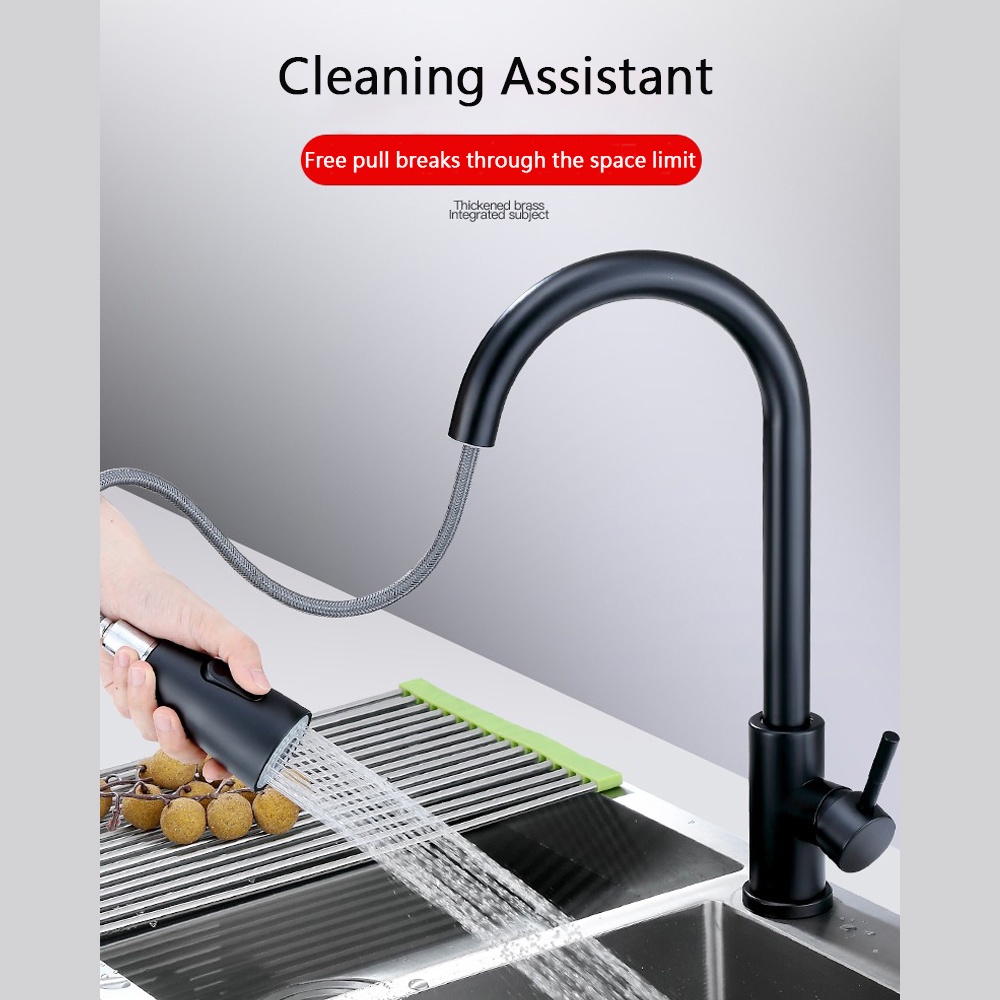 Kran Sink Mixer Tarik Faucet Sprayer Keran Cuci Piring Fleksibel Stainless SUS 304 Kran Sink Cuci Piring