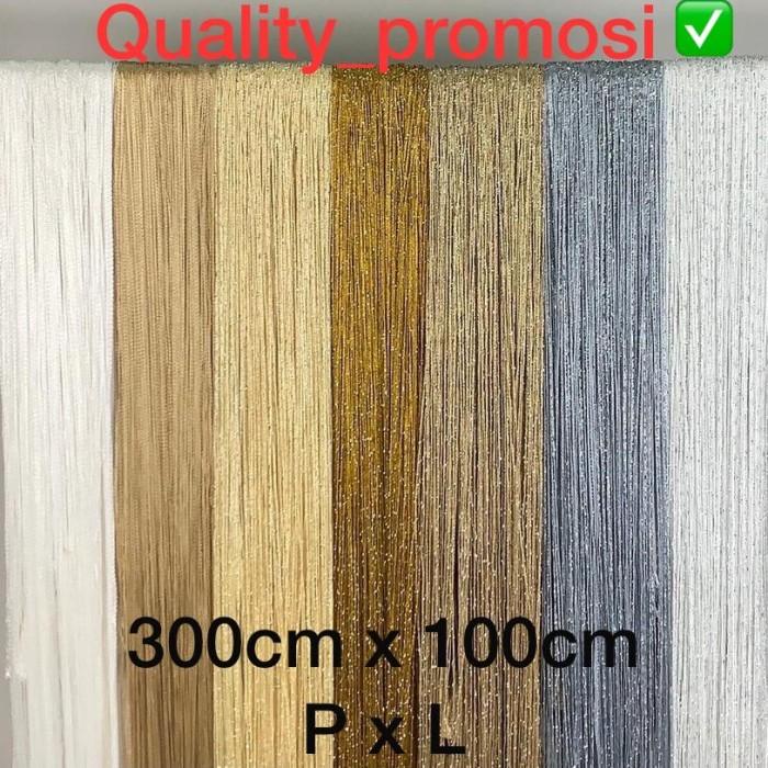 Tirai Benang Gliter 3X1M/Tirai Benang Putih Gold Silver/Tirai Dekorasi