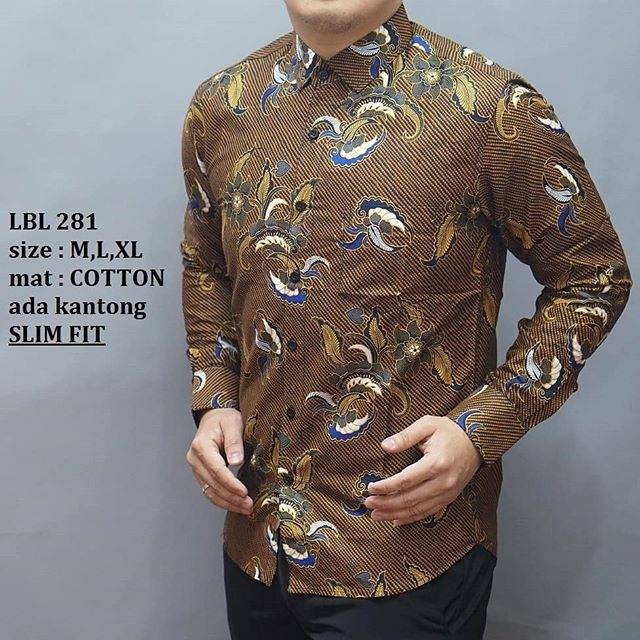 BAJU KEMEJA BATIK PRIA SLIM FIT LENGAN PANJANG LUIGI BATANI LBL 281