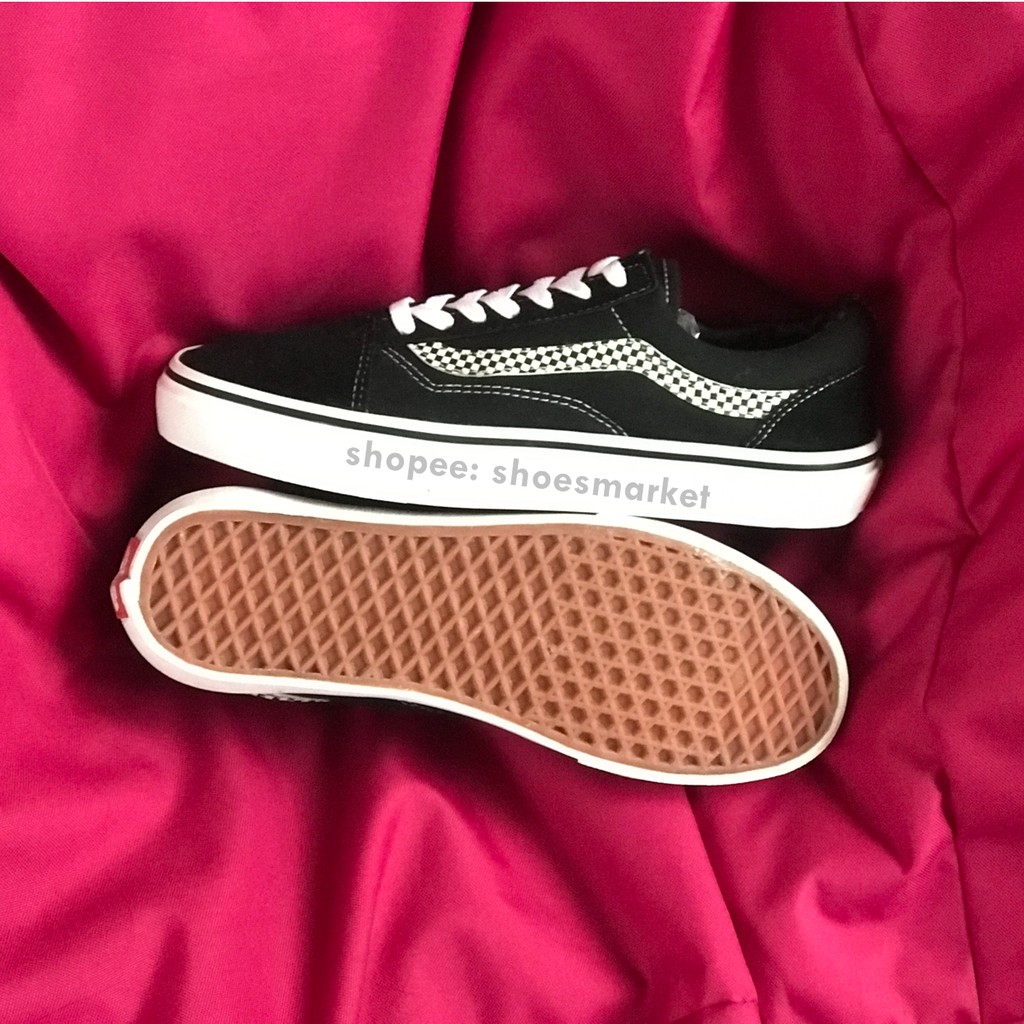 OBRAL SEPATU VANS OLDSKOOL SIDE STRIPE BLACK WHITE