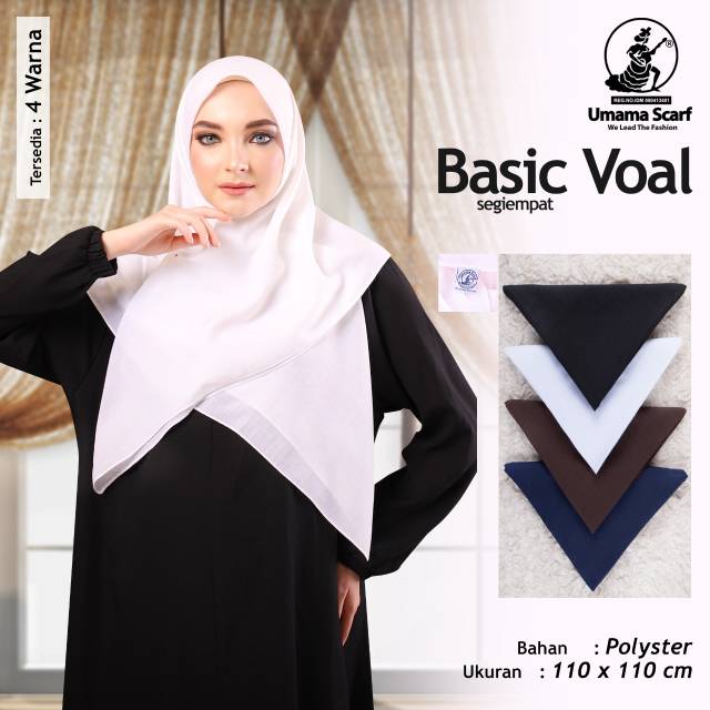 jilbab umama basic voal khusus hitam, putih, coklat pramuka