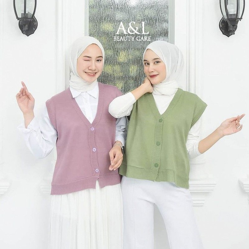VEST RAJUT / ROMPI RAJUT WANITA MODEL KANCING - BUTTON