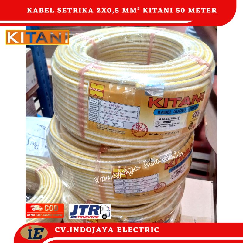 Kabel Setrika 2x0,5 Kitani 50 meter Kabel Gosokan Kabel Seterika 2x0.5 Kitani Kabel Serabut