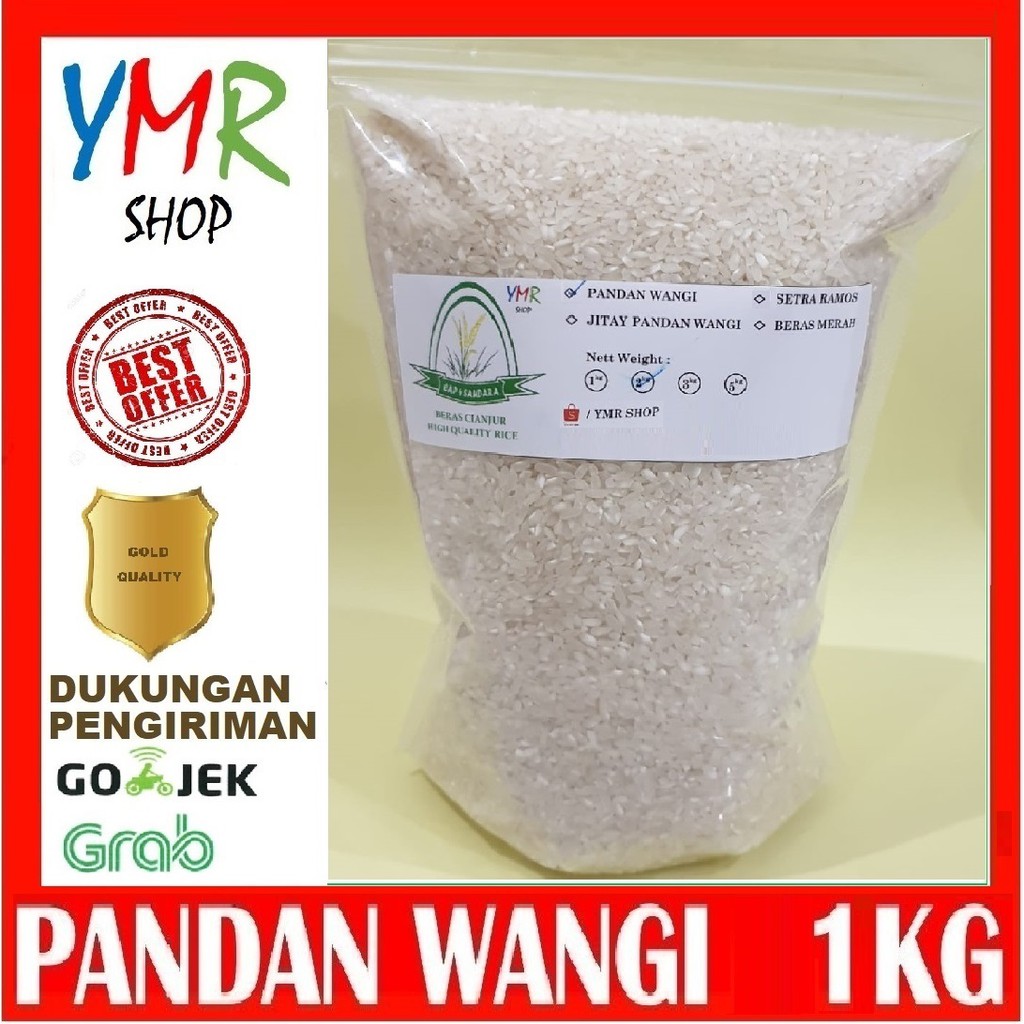 

Beras pandan wangi super jitay setra ramos asli Cianjur Cap 4 Saudara 1 kg 1kg