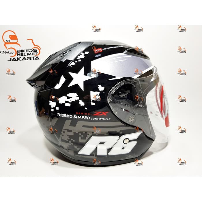 NHK HELM R6 MOTIF PIXEL BLACK SILVER HALF FACE - M