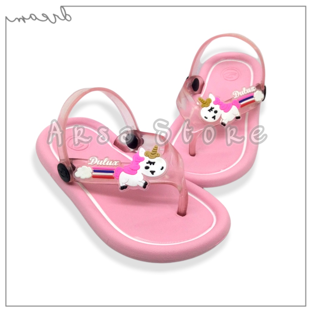 Sandal Jepit Tali Belakang Anak Baby Perempuan Motif Unicorn Terbaru Usia 9 bulan 1 2 3 Tahun