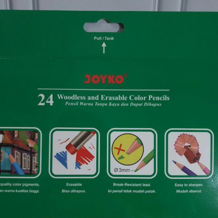 

Miliki - pensil warna 24 warna bisa dihapus JOYKO CP-115/color pencil/woodless and erasable color pe