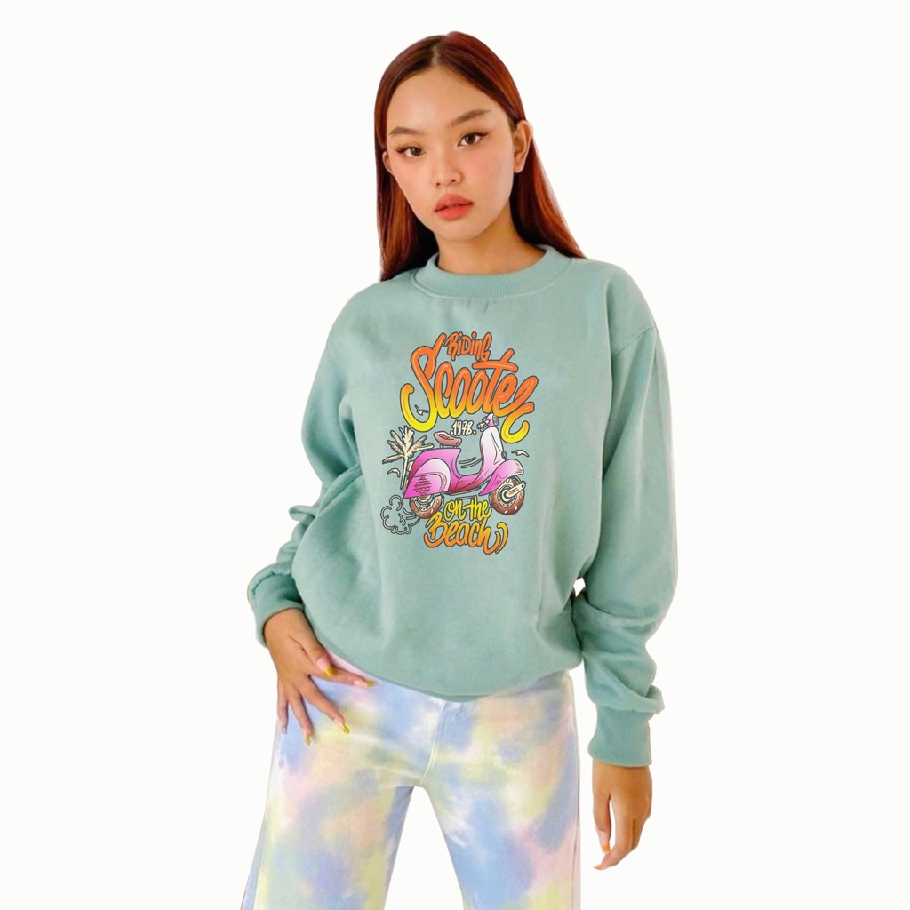 Sweater oversize wanita RIDING SCOOTER sweter cewek big size urah kekinian