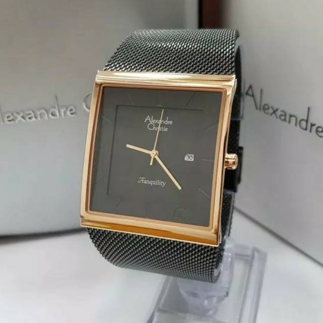 Jam Tangan Pria Alexandre Christie AC 8333 Black Rosegold Garansi Resmi 1 tahun